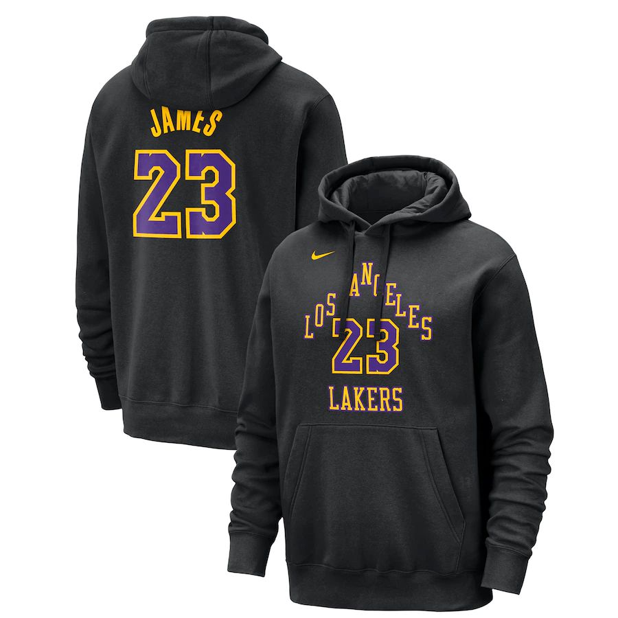 Men Los Angeles Lakers #23 James Black Nike Season city version Sweatshirts 23-24 NBA Jersey
